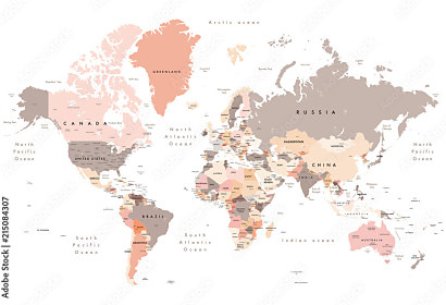 Fototapeta Farebná mapa sveta 215084307